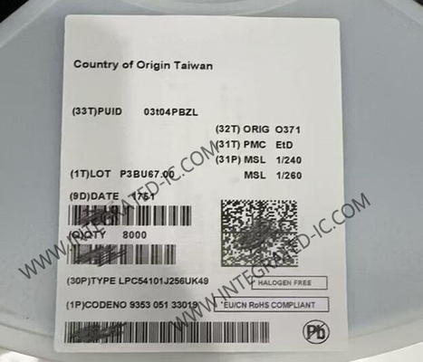 LPC54101J256UK49 Mikro denetleyici MCU 100MHz 32 bit tek çekirdekli mikrodeneleyici