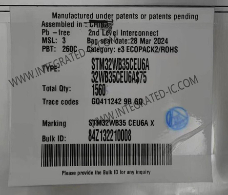 STM32WB35CEU6A Mikro denetleyici MCU 2.4GHz Multiprotocol Kablosuz 32 bitlik MCU