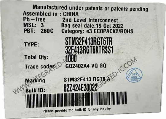 Mikrodenetleyici MCU STM32F413RGT6 Gömülü Mikrodenetleyiciler 64-LQFP Paketi