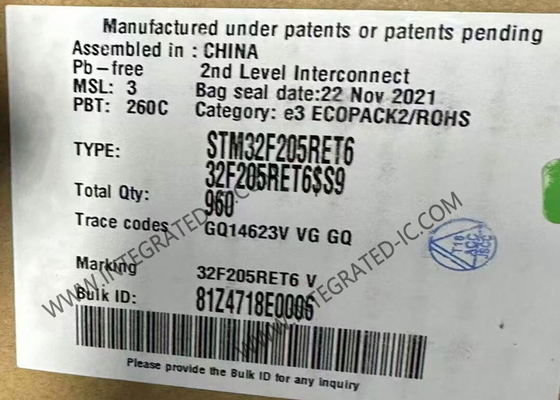 Mikrodenetleyici MCU IC STM32F205RET6 FLASH 64-LQFP Paketi Yüzey Montajı