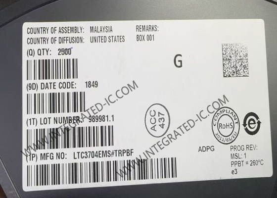 LTC3704EMS Entegre Devre Çipi Pozitiften Negatife DC DC Kontrol Cihazı MSOP10