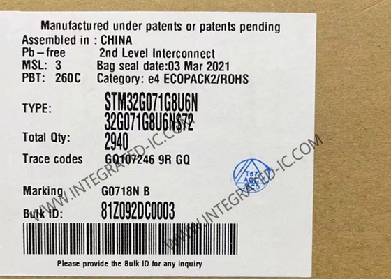 STM32G071G8U6N Mikrodenetleyici MCU 32Bit Mikrodenetleyiciler 64MHz STM32 Ana Akım MCU