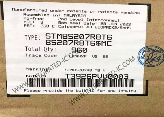 STM8S207R8T6 Mikrodenetleyici MCU 8-Bit 24MHz Mikrodenetleyici Entegre EEPROM İle