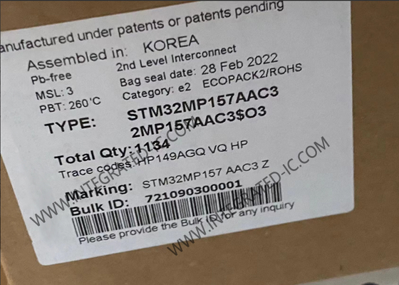 STM32MP157AAC3 ARM Çift çekirdekli 32 bit 209MHz gömülü mikroprosesörler 361-TFBGA