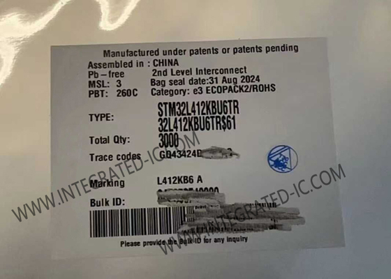 32UFQFN Mikrodenetleyici MCU STM32L412KBU6 Mikrodenetleyici IC 80MHz Yüksek Performans