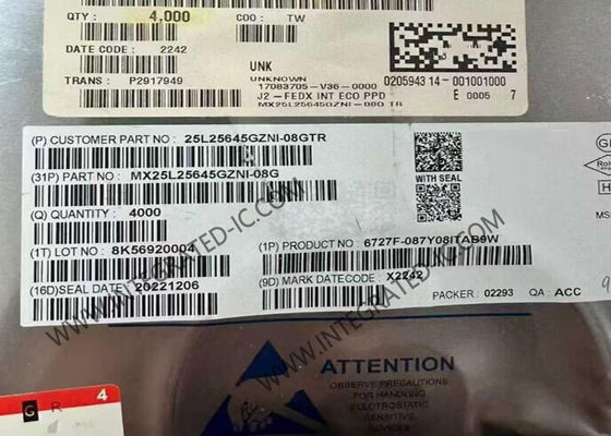 Bellek IC Chip MX25L25645GZNI-08G 120MHz 256Mbit SPI NOR Flash Bellek IC WSON8