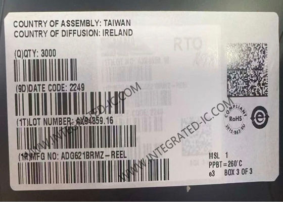 ADG621BRMZ Entegre Devre Chip Dual SPST Değiştirme IC, 10 liderli MSOP Paketi ile 2.7V ila 5.5V Tek Tedarik ve ±2.7V ila ±5.5V Çift Tedarik