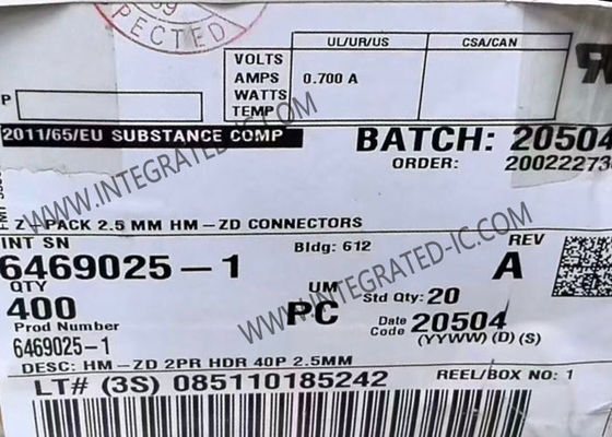 6469025-1 Z-PACK HM-Zd Yüksek Hızlı Arka Panel Konnektörü 40 Pozisyon 4 Sıra 0,098" Aralık PCB Montaj Başlığı