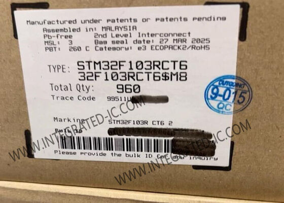 STM32F103RCT6 32-Bit Mikrodenetleyici, ARM Cortex-M3 Çekirdekli, 72MHz Hız, 256KB Flaş Bellek ve 12-bit ADC