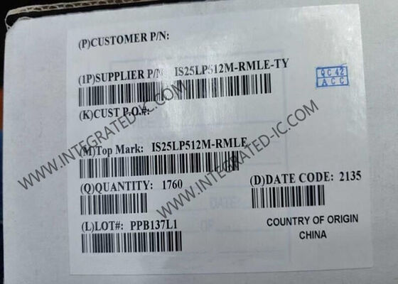 IS25LP512M-RMLE-TY Bellek IC Çipi 512Mbit Seri NOR Flash Bellek Çipi, 133 MHz Saat Frekansı ve SPI - Dörtlü G/Ç Arayüzü ile