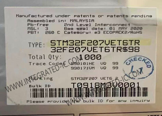 STM32F207VET6TR Mikrodenetleyici MCU ARM Cortex-M3 120MHz 512KB Flash 100-LQFP Paket