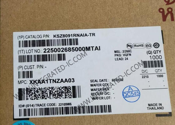 KSZ8091RNAIA Ethernet IC 10/100 Temel-T/TX Ethernet Alıcı QFN-24 Ethernet PHY'ler