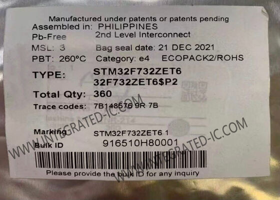 STM32F732ZET6 Mikrodenetleyici MCU 216MHz Tek Çekirdekli Hızlı G/Ç ve 144LQFP Paketli