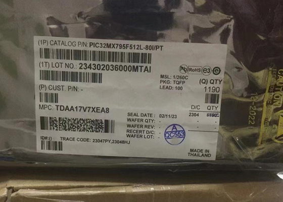 512KB Flash PIC32MX795F512L-80I/PT 32-Bit Tek Çekirdekli Mikrodenetleyiciler - MCU 100-TQFP