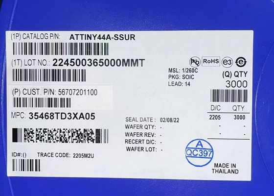 ATTINY44A-SSUR 8-Bit 20MHz 4KB Flash Mikrodenetleyici IC 14-SOIC Yüzey Montajı