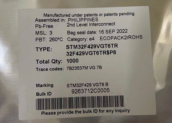 STM32F429VGT6TR 32 Bit Tek çekirdekli Mikro Denetleyici IC 100LQFP Entegre Devre Çip