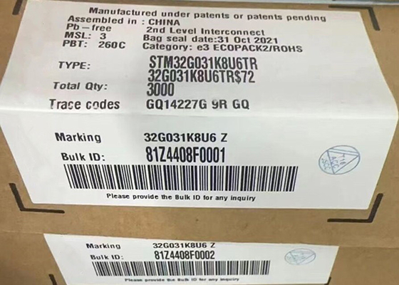 Mikro denetleyici MCU STM32G031K8U6TR 32 bitlik Tek çekirdekli Mikro denetleyici IC 32-UFQFN