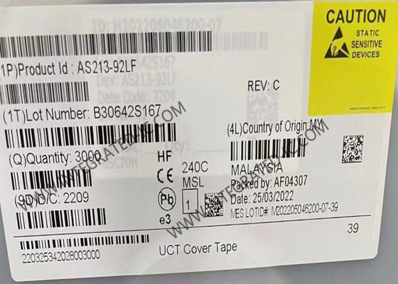 AS213-92LF Kablosuz İletişim Modülü 0.1GHz 3GHz pHEMT GaAs SPDT Switch IC