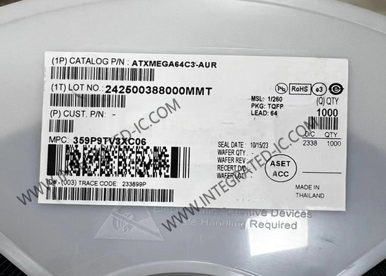 ATXMEGA64C3-AUR Mikrodensör MCU 8 Bit 32MHz Mikrodensör TQFP-64 Paketi