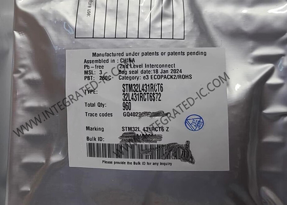 STM32L431RCT6 Mikrodensör MCU 80MHz 32 Bit Tek çekirdekli Mikrodensör IC LQFP64