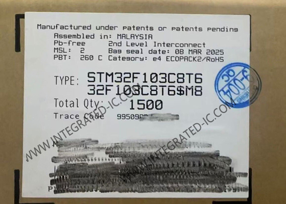 STM32F103C8T6 Mikrodensör MCU 72MHz 32 Bit Tek çekirdekli Mikrodensör IC LQFP48