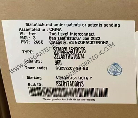 STM32L451RCT6 Mikro denetleyici MCU 32 Bit Tek çekirdekli Mikro denetleyici 80MHz Dahili MCU