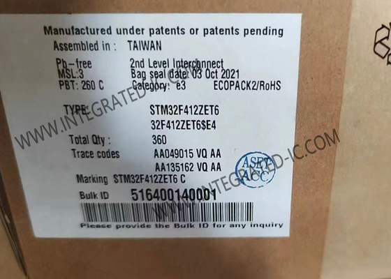 32-Bit Tek Çekirdekli Yüzey Montajlı STM32F412ZET6 Mikrodenetleyici IC 144-LQFP
