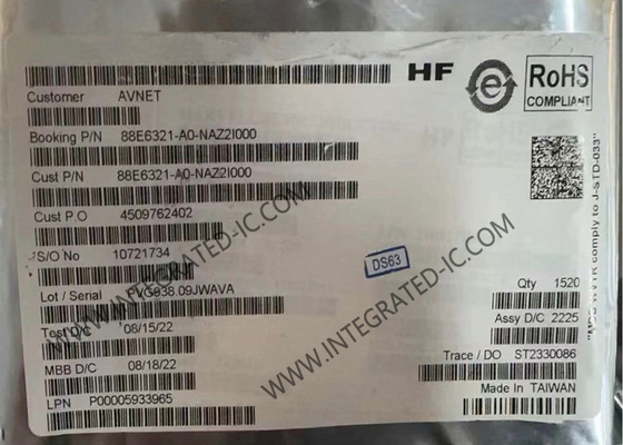 88E6321-A0-NAZ2I000 Ethernet IC 7-Port Yönetilmeyen Otomobil Ethernet Değiştirme IC