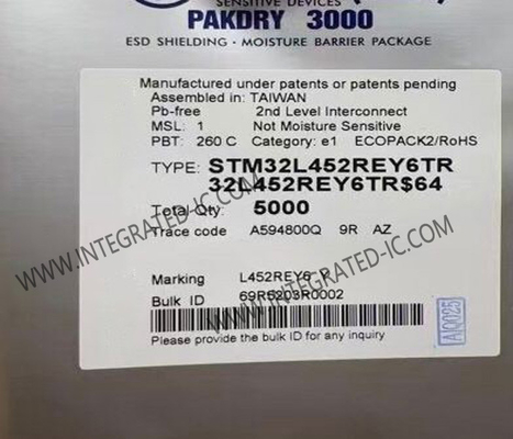 Mikrodenetleyici MCU STM32L452REY6TR Mikrodenetleyici IC 32Bit Tek Çekirdekli 64-UFBGA