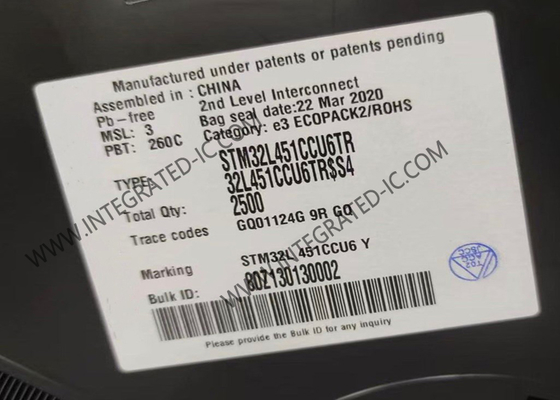 Mikrodenetleyici MCU STM32L451CCU6 Tek Çekirdekli 256KB Mikrodenetleyici IC