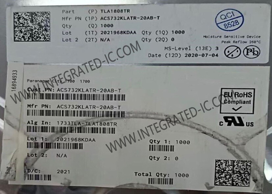 ACS732KLATR-20AB-T Sensör IC 1MHz bant genişliği Aşırı akım hatası tespiti ile galvanik olarak izole akım sensörleri