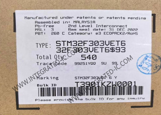 STM32F303VET6 Mikrodenezgâh MCU 32 bit Tek çekirdekli 72MHz 512KB Flash STM32F3 MCU 100-LQFP