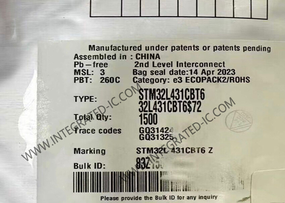 STM32L431CBT6 Mikro denetleyici MCU Ultra Düşük Güçlü ARM Cortex-M4 32 bit 80MHz MCU
