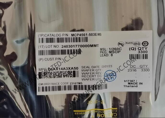 MCP4561-503E/MS Entegre Devre Çipi Dijital Potansiyometreler 8-Bit Tek Dijital POT
