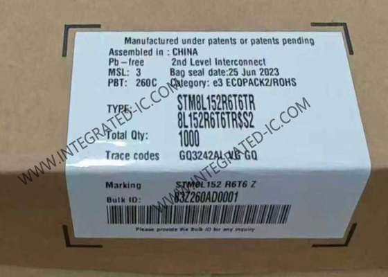 STM8L152R6T6TR Mikro denetleyici MCU Ultra Düşük Güçlü 8-Bit 16MHz STM8L Mikro denetleyici 64-LQFP
