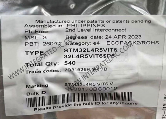 STM32L4R5VIT6 Mikrodenezgâh MCU Ultra Düşük Güçlü Mikrodenezgâh Çip 100LQFP