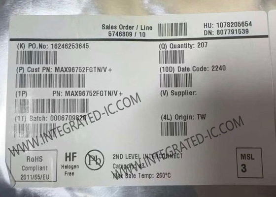 MAX96752FGTN/V Entegre Devre Çip GMSL2 Deserializer 6 Gb/s Veri Hızı Çift LVDS Çıktısı Kompakt 8mm x 8mm TQFN Paketinde