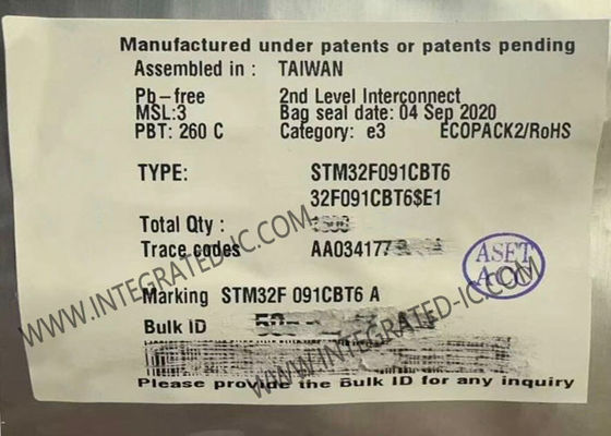 STM32F091CBT6 32 bitlik Tek çekirdekli 48MHz Mikrodenselleyici MCU IC