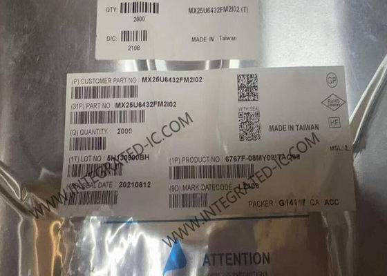 MX25U6432FM2I02 133 MHz SPI Arayüzlü SOP8 Kılıfında 64Mbit NOR Flash Bellek Entegresi