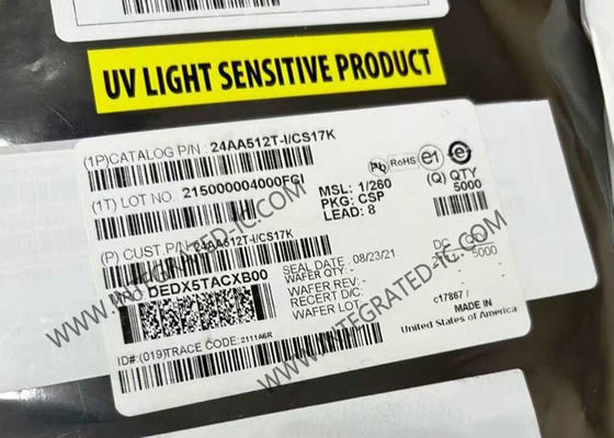 24AA512T-I/CS17K 512Kbit 1.7V ila 5.5V 400 kHz Memory IC Chip Serial EEPROM I2C Arayüzü ile