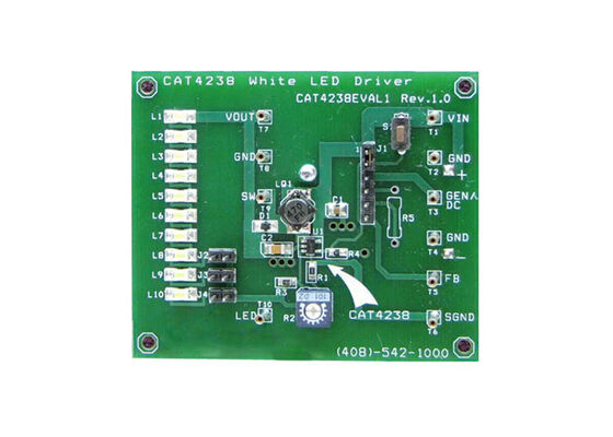 CAT4238AGEVB Gömülü Çözümler Dönüştürülebilir 10-LED Boost Converter Değerlendirme Kurulu