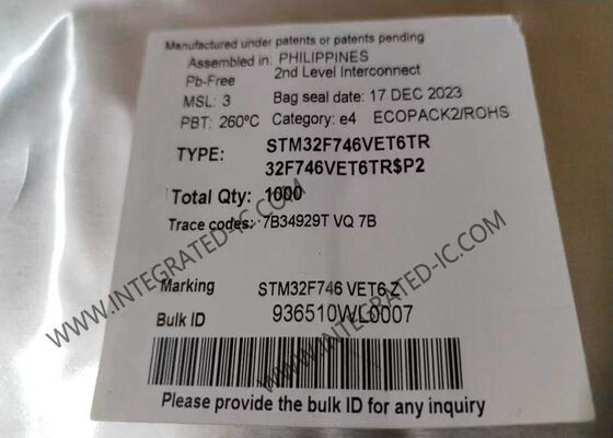 STM32F746VET6TR 32 bitlik Mikro Denetleyici MCU, 216MHz ARM Cortex-M7 çekirdeği ve 512KB Flash Bellek