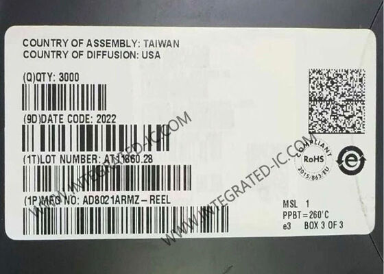 AD8021ARMZ Entegre Devre Çipi Düşük Gürültülü Yüksek Hızlı Amplifikatör, 1 GHz Kazanç Bant Genişliği ile 16-Bit Sistemler için