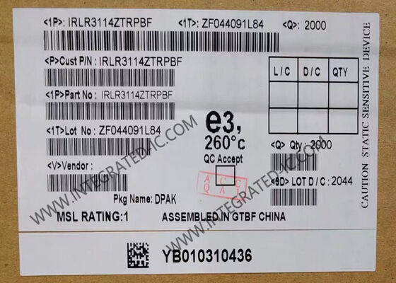 IRLR3114ZTRPBF 40V 130A 5.2mOhm N-Kanal HEXFET Güç MOSFET Transistör Entegre Devre Çipi