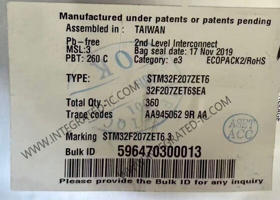 STM32F207ZET6 32 Bit ARM Mikro Denetleyicisi MCU, 120MHz Hızlı 144-LQFP Paketinde