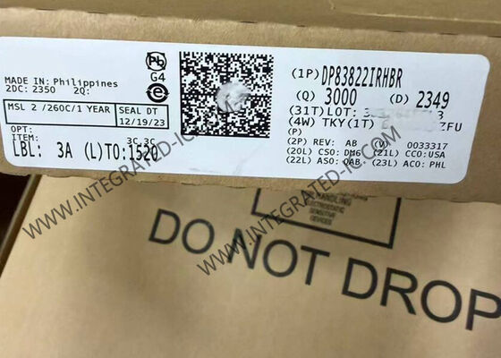 DP83822IRHBR Ethernet IC Düşük Güçlü Güçlü 10/100-Mbps Ethernet PHY Alıcı 16KV ESD ile
