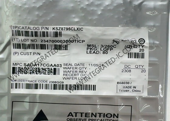 Ethernet IC KSZ8795CLXIC Entegre 5 Portlu Ethernet Değiştiricisi LQFP-80 Ethernet Çip