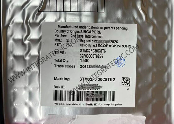 STM32F030C8T6 32-Bit Mikrodenetleyici Yonga, 48MHz ARM Cortex M0 Çekirdekli ve 39 G/Ç Pinli
