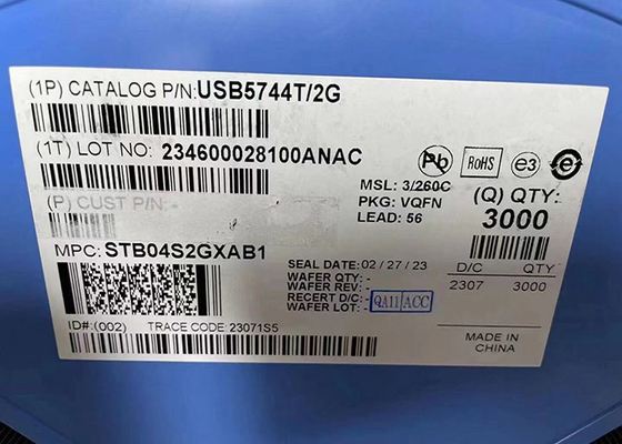 Entegre Devre Yongası USB5744T/2G 4 Bağlantı Noktalı USB Hub Denetleyici USB 3.0 Arayüzü 56-VQFN