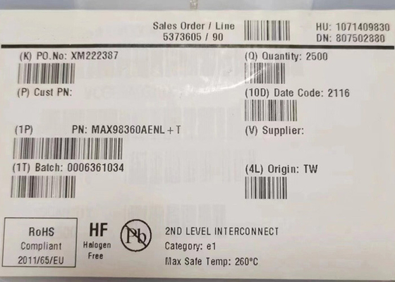 Entegre Devre Çip MAX98360AENL 1-Kanal D Sınıfı Ses Güçlendirici 9-XFBGA